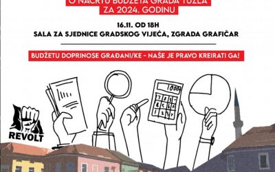 Javna rasprava o Nacrtu budžeta grada Tuzla za 2024. godinu – 16.11. od 18h, sala za sjednice Gradskog vijeća